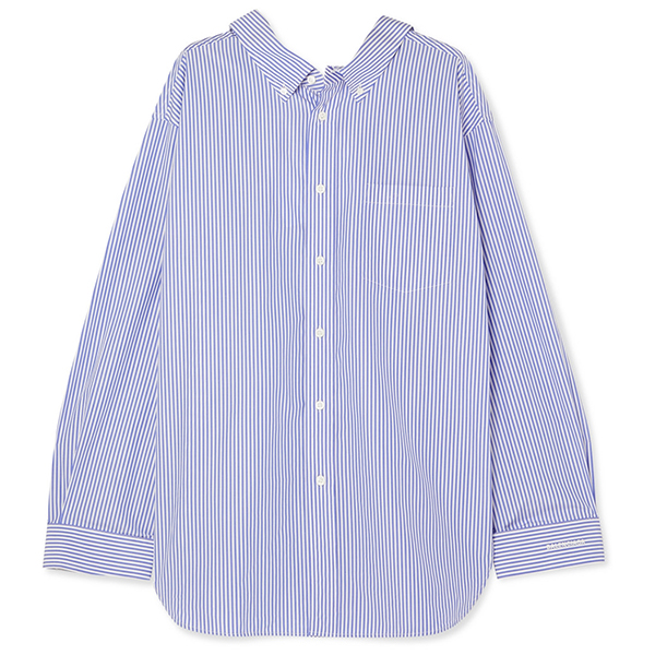 Balenciaga Swing Printed Striped Cotton Poplin Shirt