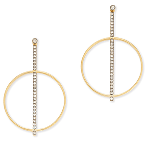 Kirstie le Marque Pave Diamond Bar with Hoop Earrings