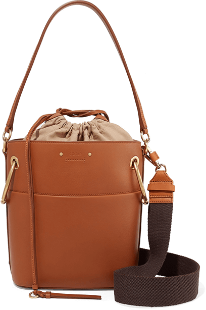 Valextra leather-trimmed canvas tote