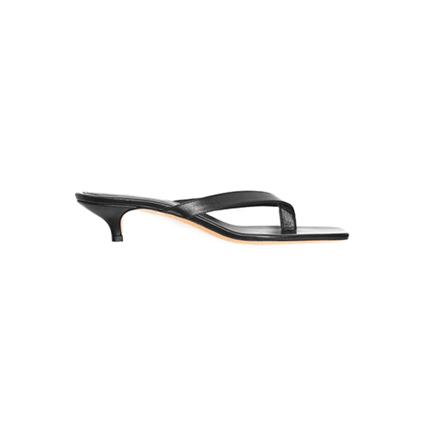 Flip flop black sandal with little heel 