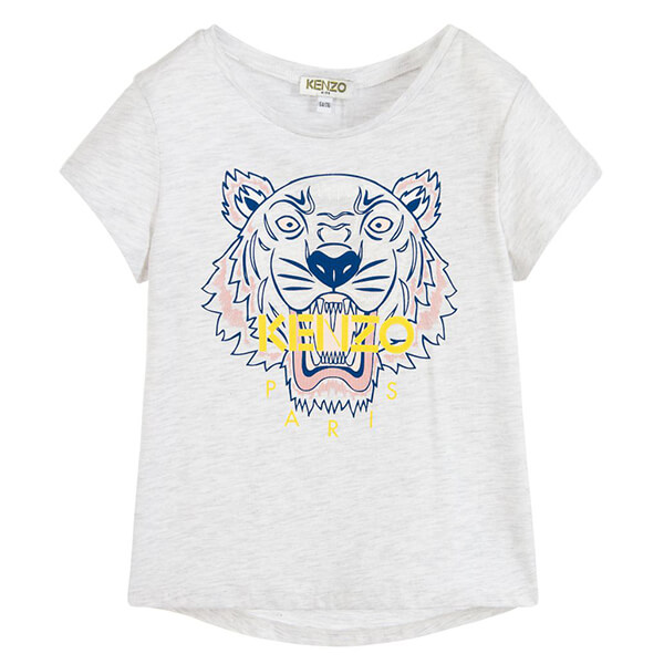 Tshirt with blue and pink lion and Kenzo written in yellow