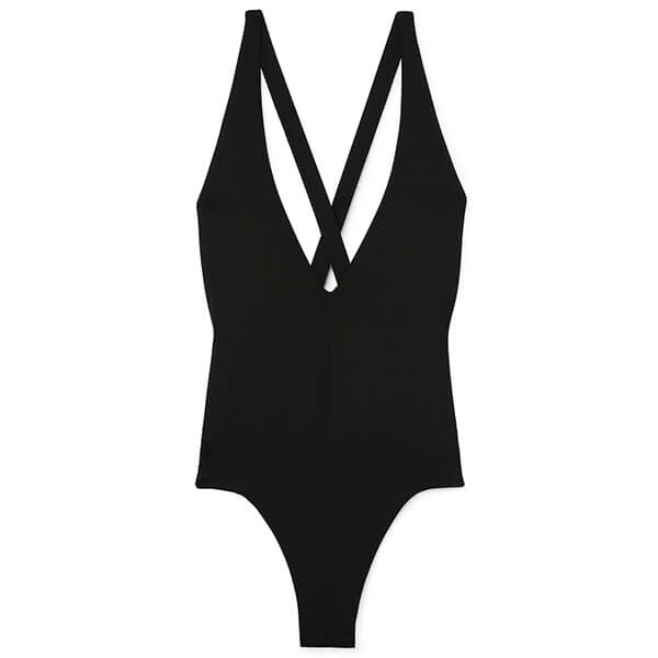Black one piece with criss cross back 