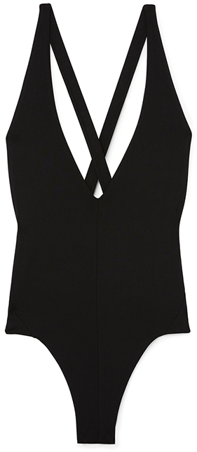 Black one piece with criss cross back 