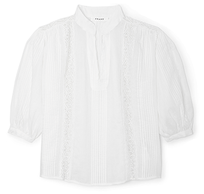 3/4 sleeve white and lace blouse 