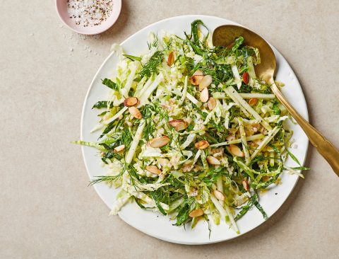 Kale Cabbage Slaw with Almonds and Dill
