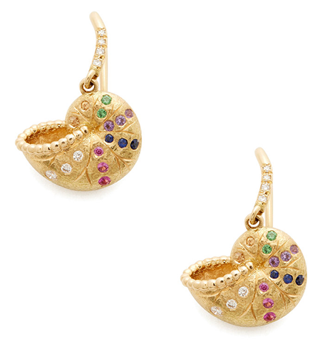 Aurelie Bidermann Nautilus Yellow Gold Multi Mini Earrings