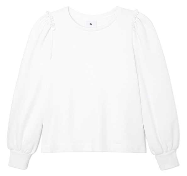 Long sleeve white top with puff sleeves
