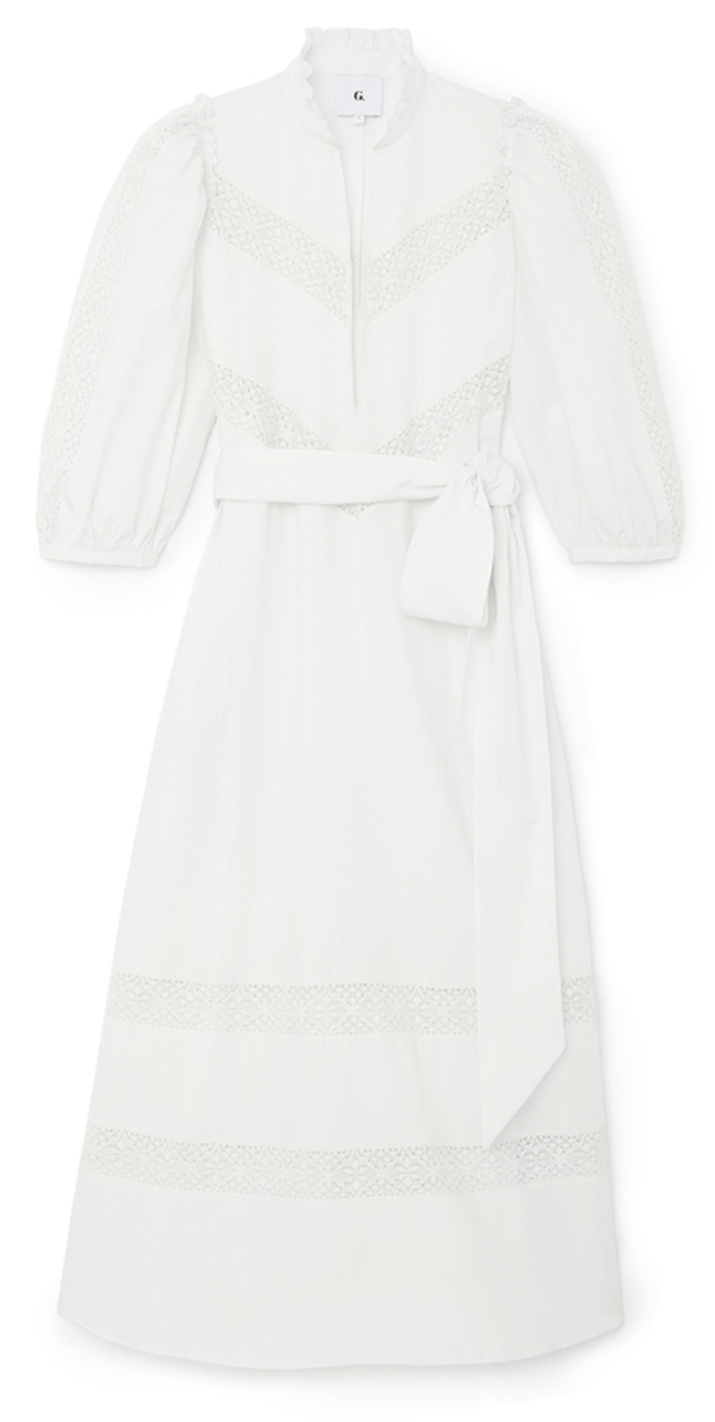 G.Label Lace-trim Puff-Sleeve Cover-Up Dress
