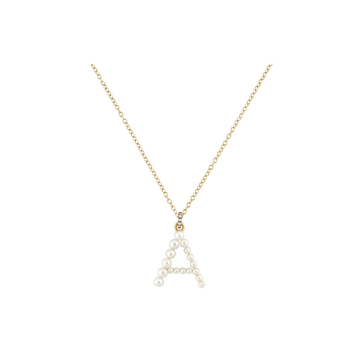 Jemma Wynne Yellow Gold Prive Pearl Letter Necklace