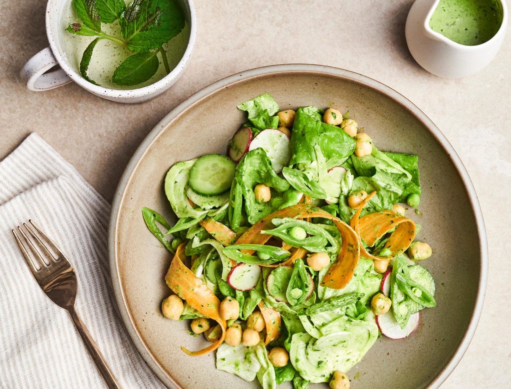 Crunchy Salad with Greener Goddess Dressing Recipe goop image