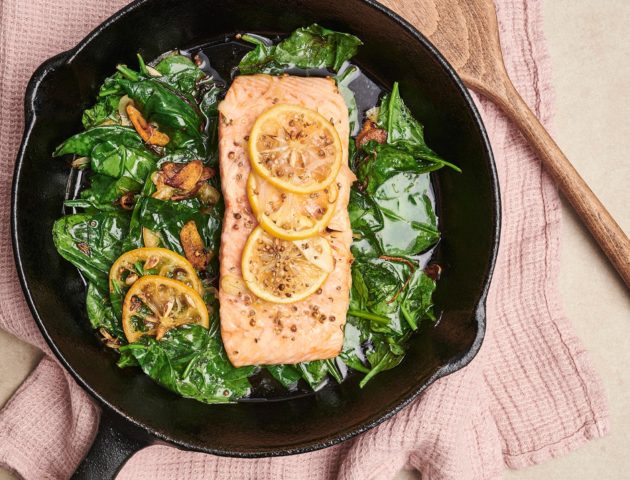 Slow-Roasted Salmon with Shallots, Garlic, Coriander, and Lemon Recipe