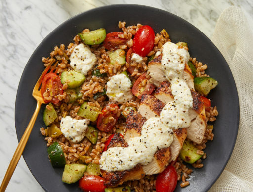 Za’atar-spiced Chicken And Farro Salad With Lemon-garlic Labneh Recipe 