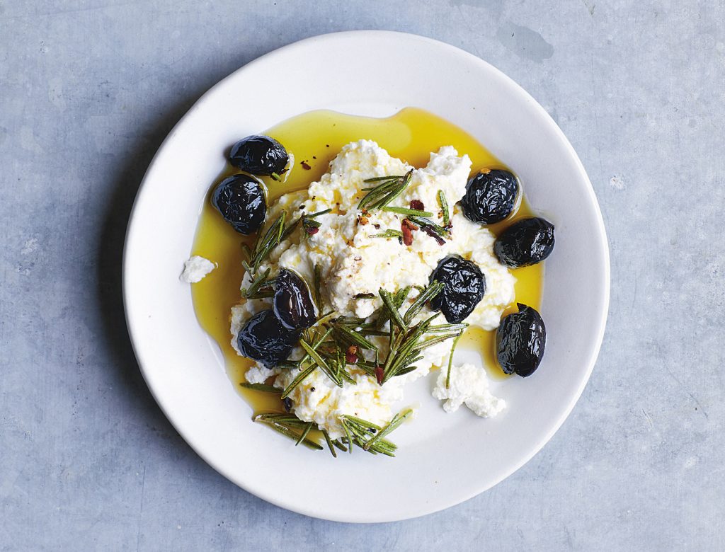 Ricotta, Pan-Fried Black Olives, and Rosemary