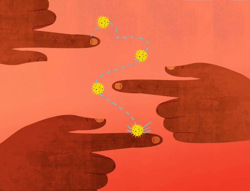 hands and virus illustration