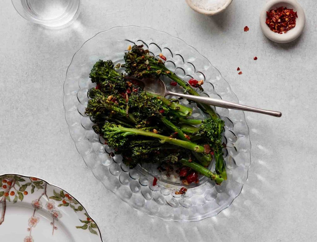 Broccolini with Garlic, Anchovies, and Hot Cherry Peppers