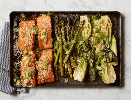 Miso Salmon with Bok Choy and Asparagus