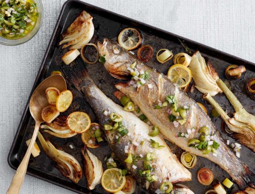 Whole Roasted Branzino with Castelvetrano Olive Relish Recipe | goop