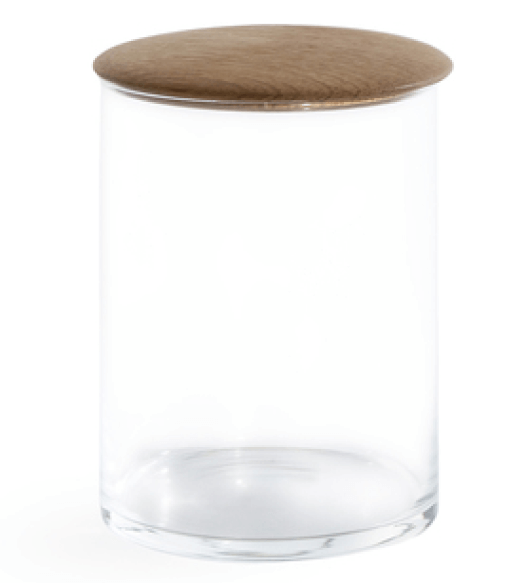 Hawkins New York Small Glass Storage Container with Oak Lid