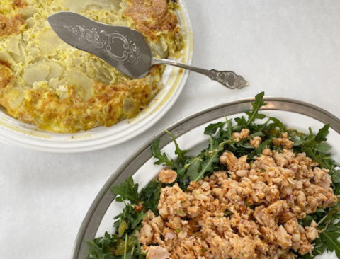 Spanish Tortilla and Tuna White Bean Salad with Pimentón