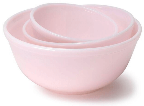 Mosser Glass 3 Piece Pink Glass Mixing Bowl Set