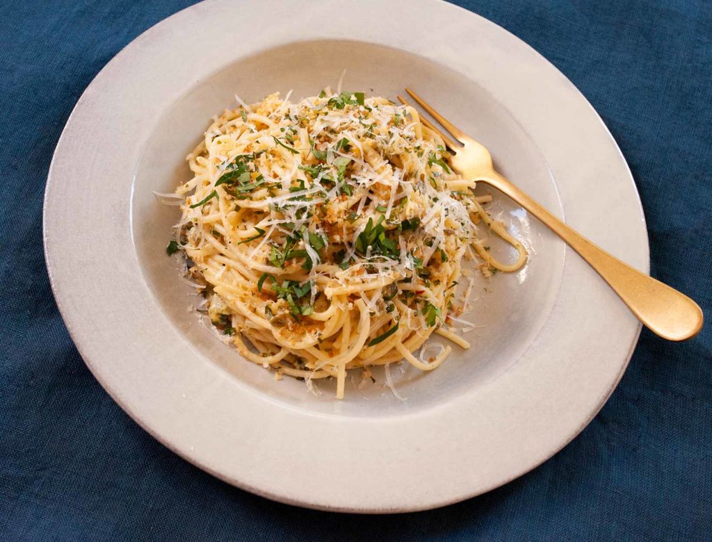 Artichoke Pasta with Garlicky Bread Crumbs