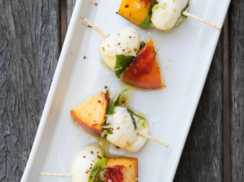 Peach and Mozzarella Skewers with Basil and Lime