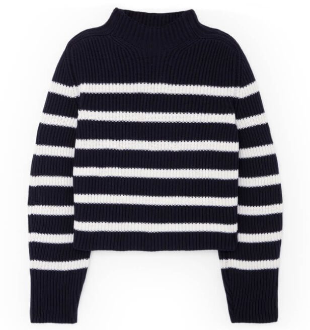 G. Label LUCY STRIPED FUNNEL-NECK SWEATER