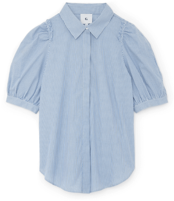 G. LABEL NICOLE PUFF-SLEEVE BUTTON-DOWN WITH COLLAR
