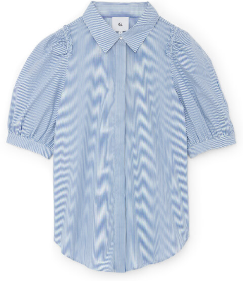 G. Label NICOLE PUFF-SLEEVE BUTTON-DOWN WITH COLLAR