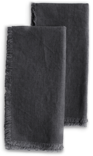 Roman and Williams Guild Fringed Flax Linen Napkin, Set of 2
