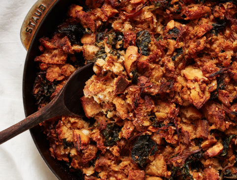Stuffing with Caramelized Onions, Fennel, and Kale