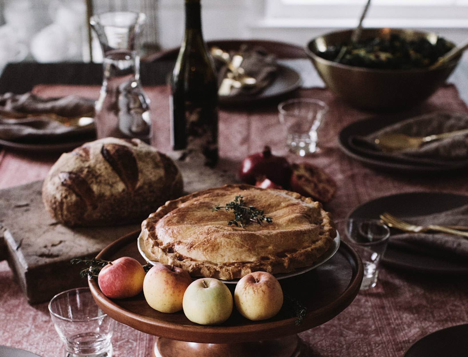 pie on dinner table