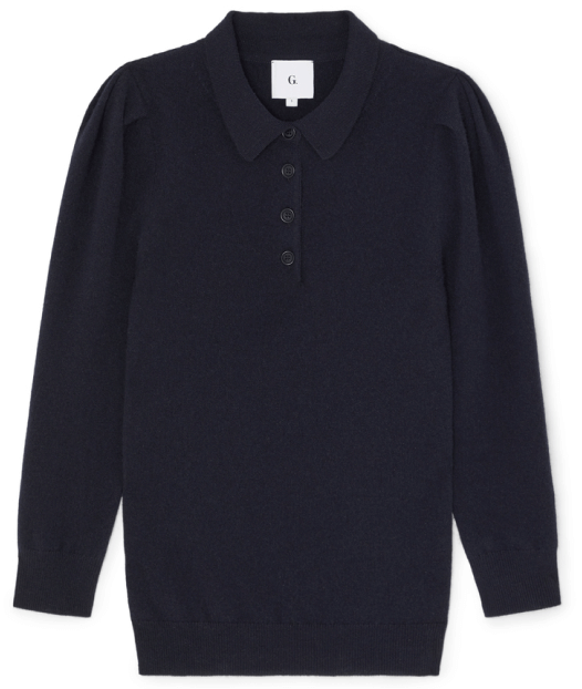 G. Label Jaimee puff-sleeve polo sweater