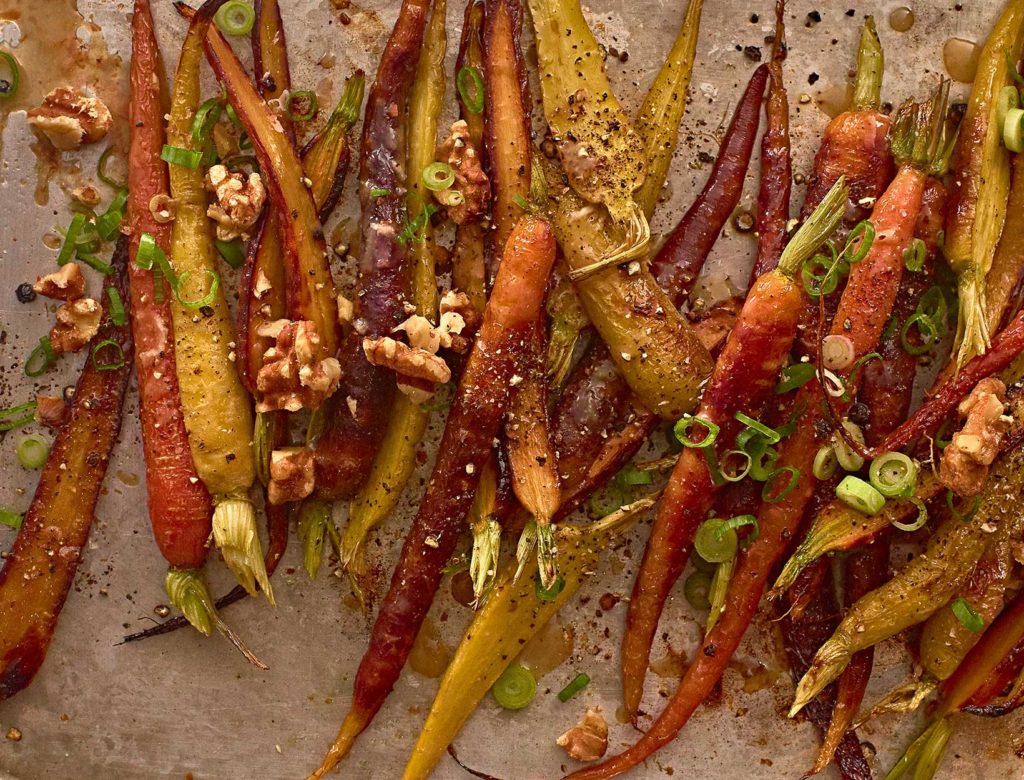 Roasted Carrots with Miso, Honey, and Walnuts