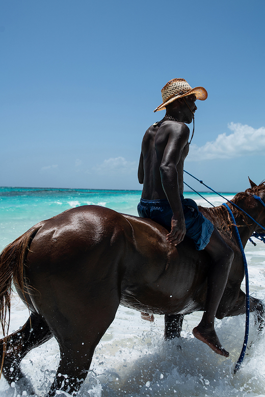 man on horse in water