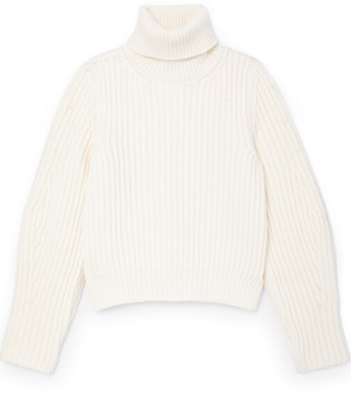 G. Label Madi Chunky-Knit Puff-Sleeve Turtleneck