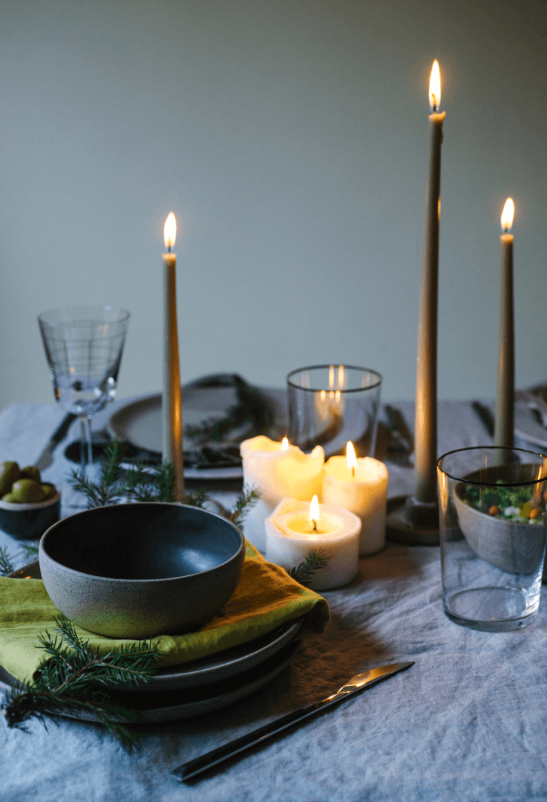 candles on a table