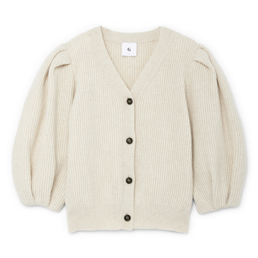 G. Label Foster ribbed puff-sleeve cardigan