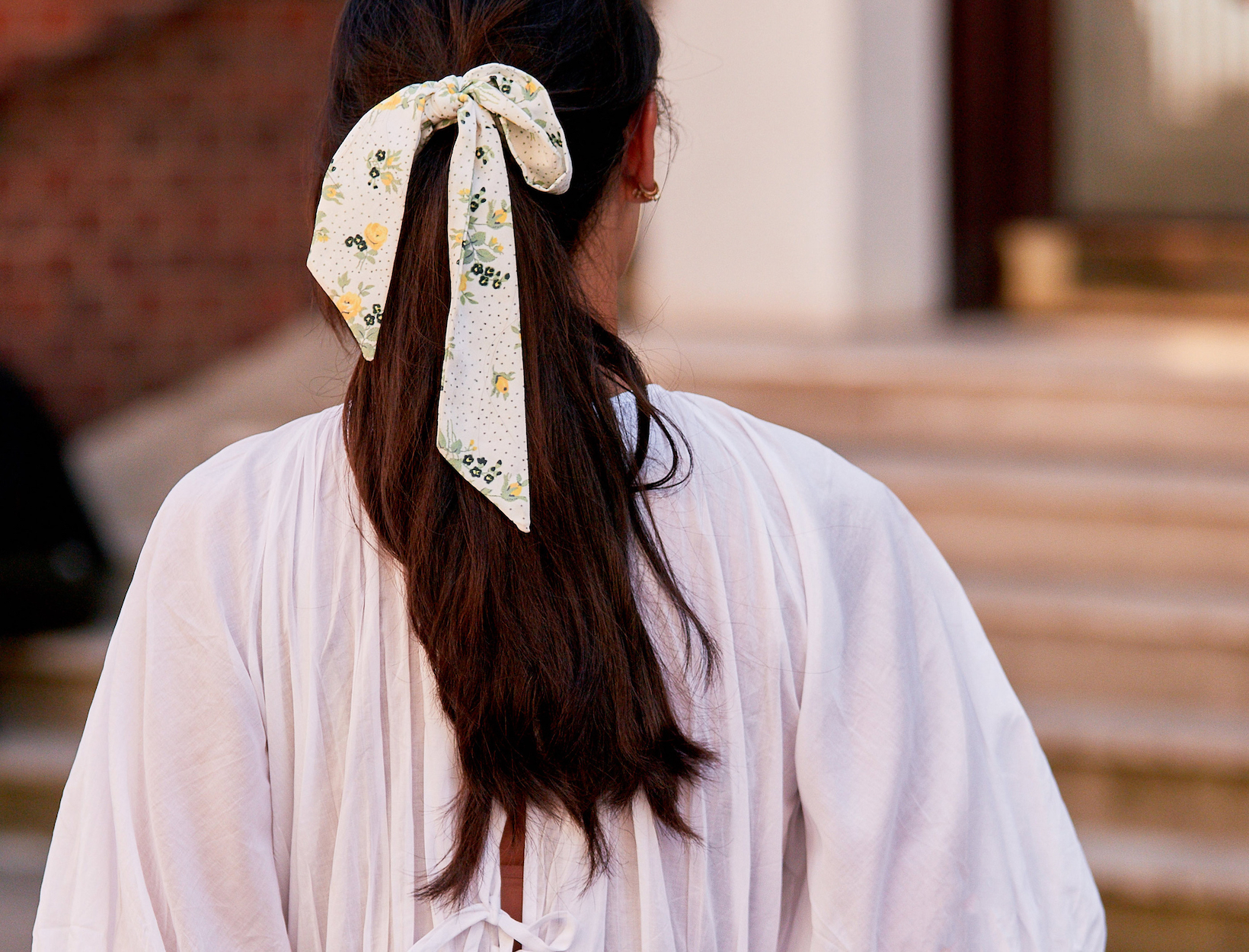 woman with bow in her hair