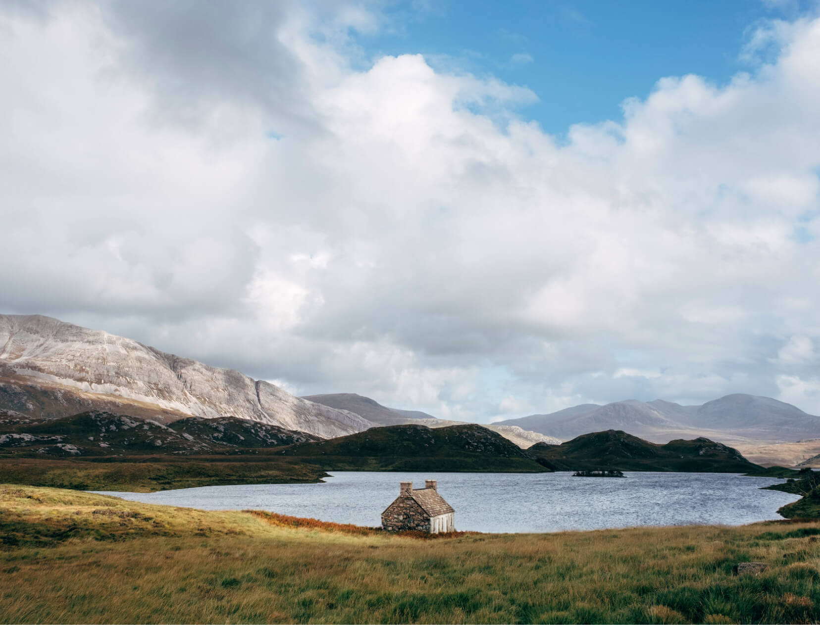 small house by lake