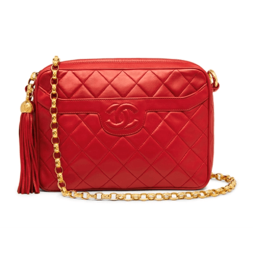 What Goes Around Comes Around Chanel Red Lambskin Pocket Camera Bag