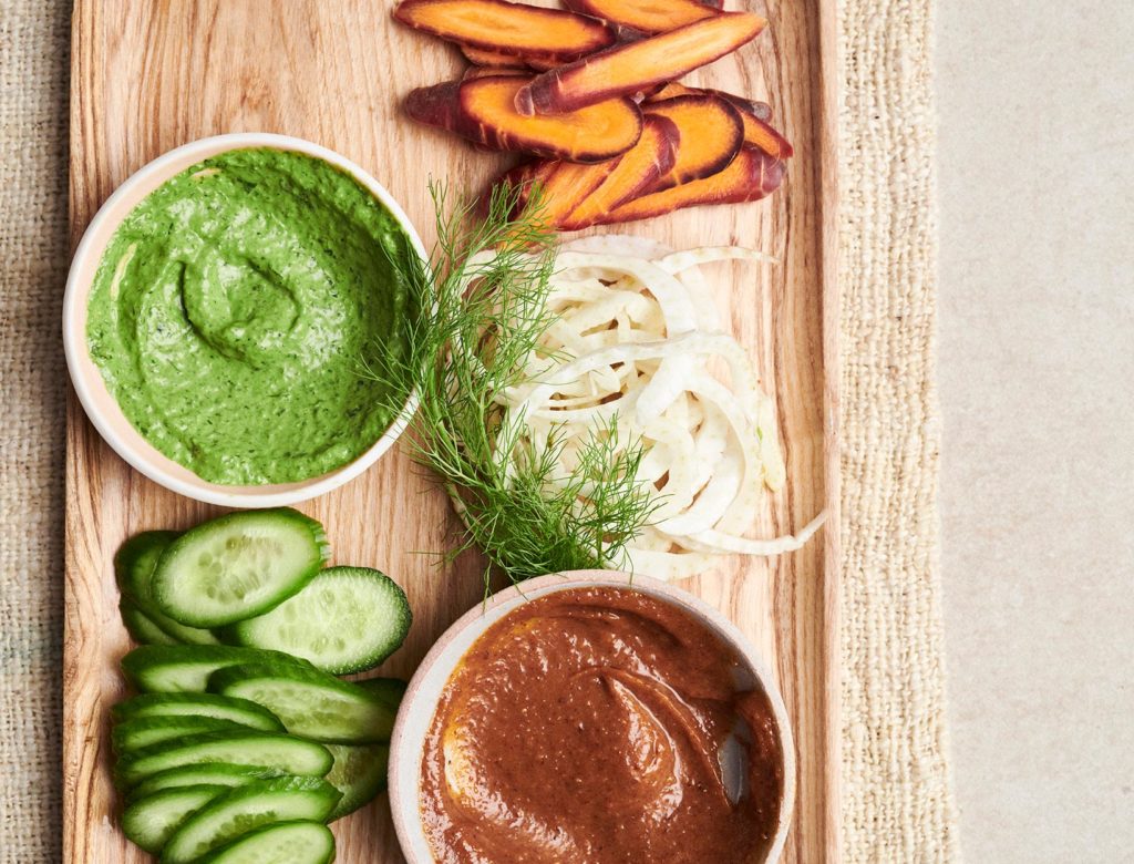 Dip Duo (Red Curry Almond Butter Dip and Greener Goddess Dip)