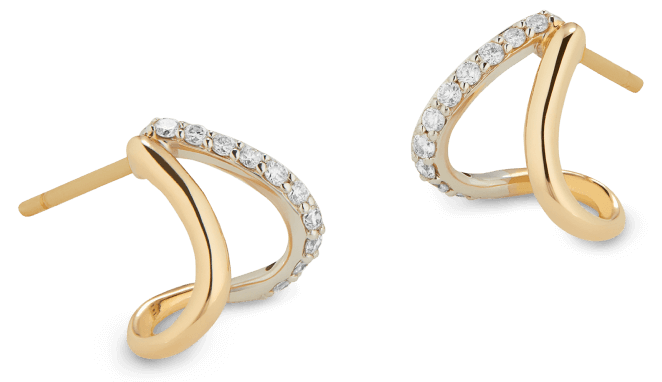 Emily Yellow Gold and Pavé Split Earrings G. Label, $895