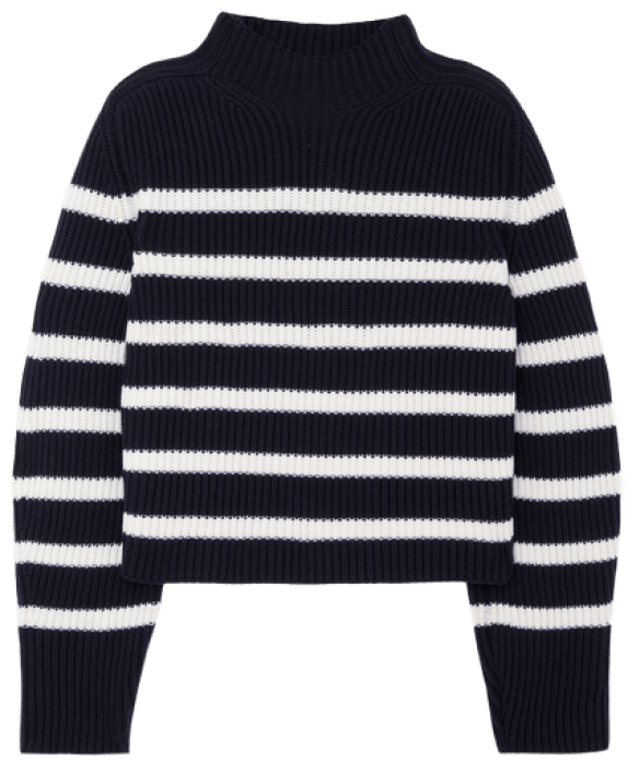 G. LABEL Lucy Striped Funnel-Neck Sweater, goop, $595
