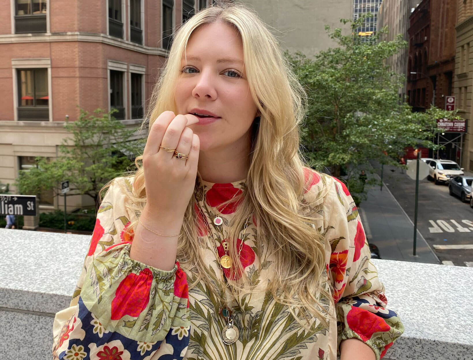 Woman putting connected  makeup