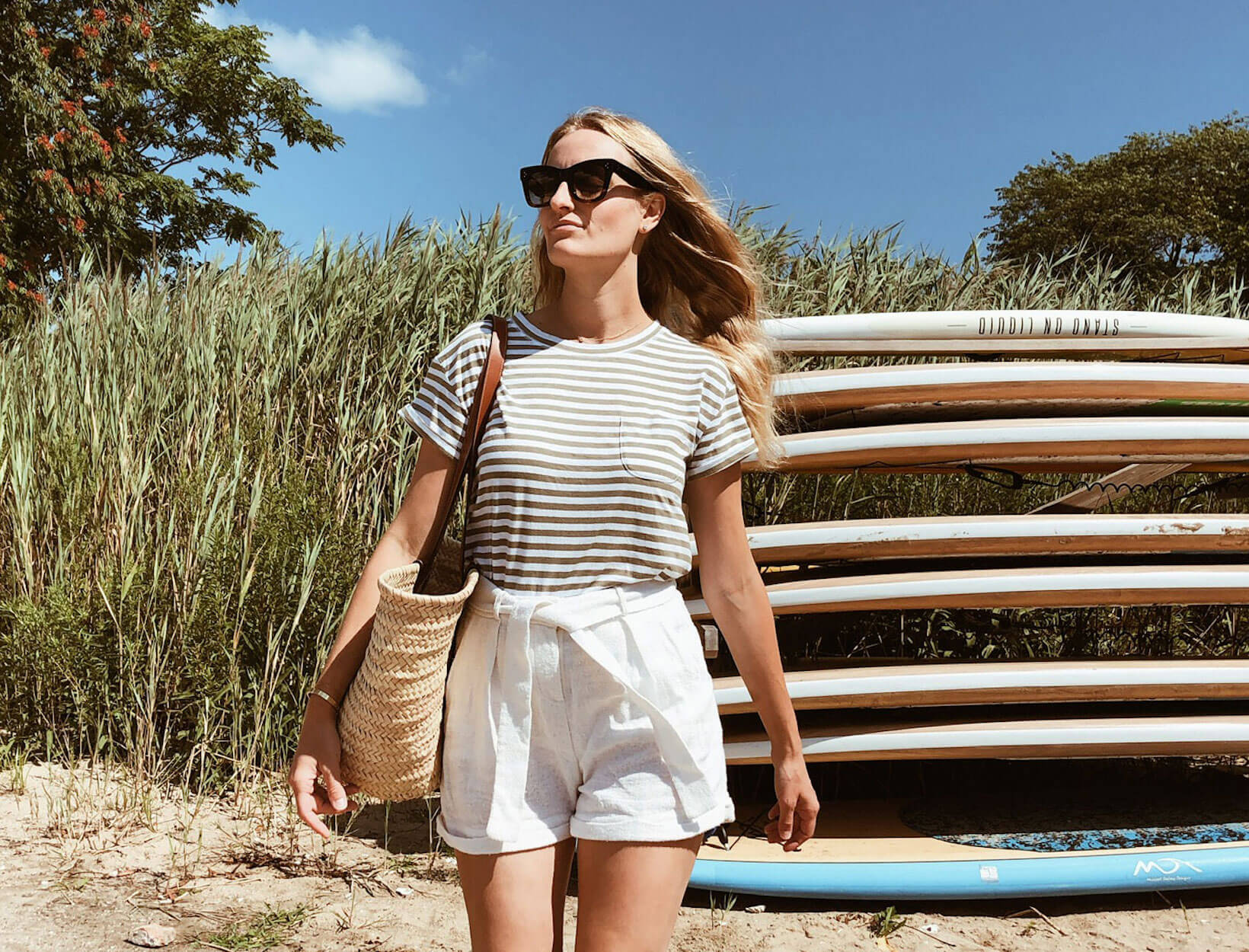 woman in summer labor day outfit