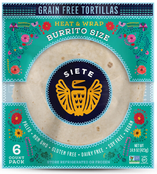 Siete GRAIN FREE BURRITO SIZE TORTILLAS - 6 PACKS