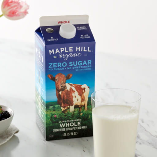 Maple Hill’s zero-sugar organic milk