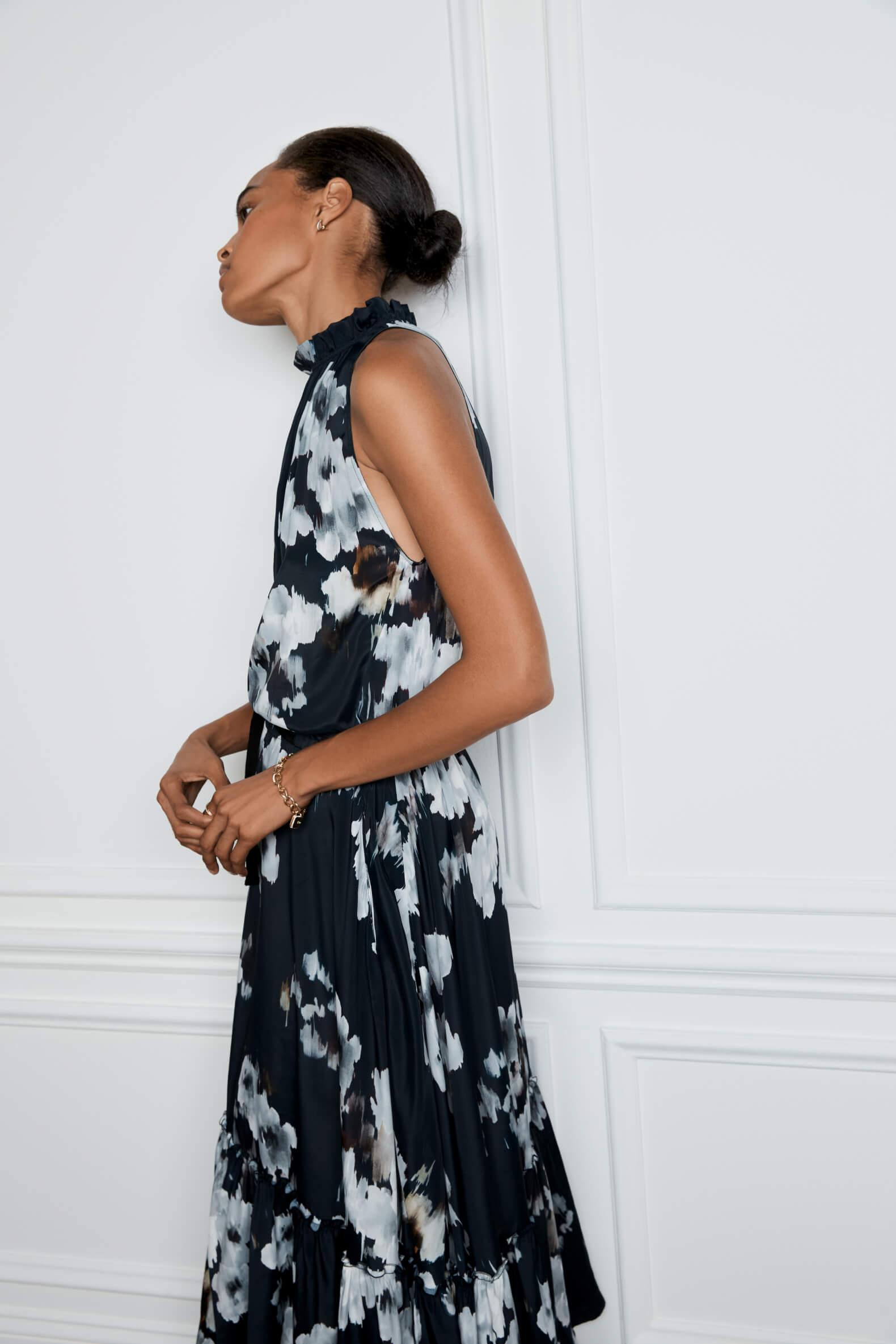 Sammy Midlength Pleat-Neck Dress