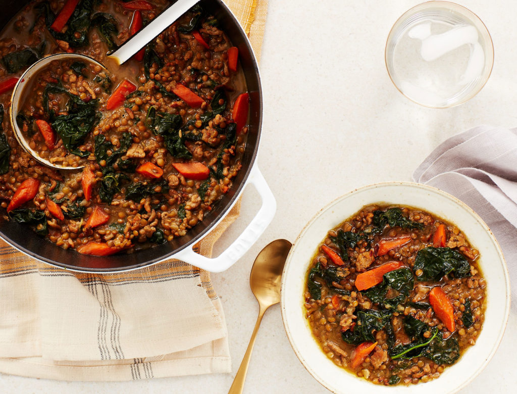 Lentil and Chicken Sausage Stew with Kale